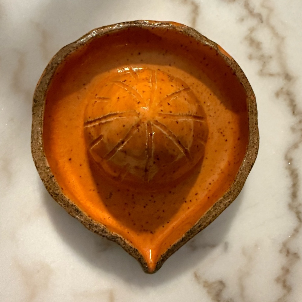Hand thrown Pottery citrus lemon and orange squeezer -Signed